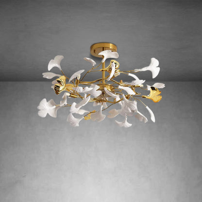 Modern Ceramic Gingko Chandelier for Living Room/Bedroom