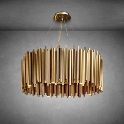 Modern Classic Round Fashion Gold Tube Pendant Chandelier for Living/Dining Room
