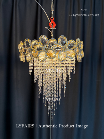 Modern Flower Crystal Tassel Chandelier for Living Room/Dining Room