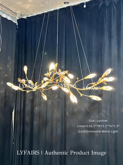 Modern Linear/Round Floral Branches Crystal Chandelier