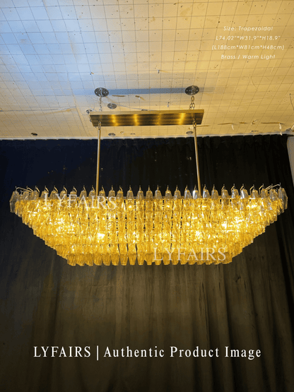 Modern Round/Rectangular/Funnel Smoke Glass Chandelier for Low-ceiling