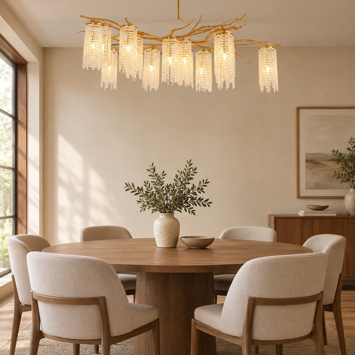 Modern Art Glass Crystal Chandelier 63"