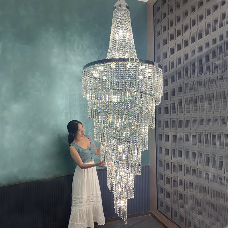 Modern Crystal Tassel Chandelier for Foyer/Staircase