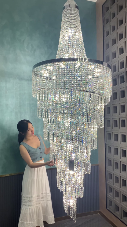 Modern Crystal Tassel Chandelier for Foyer/Staircase