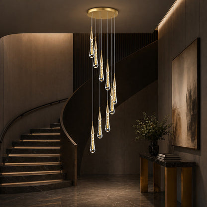 Modern Gold Chandelier Pendant Light Hanging Aluminum LED Fixture for Dining Room Illumination 8
