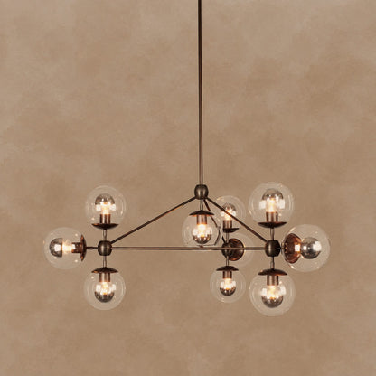 Modo 3-Sided 10-Globe Glass Chandelier 37"