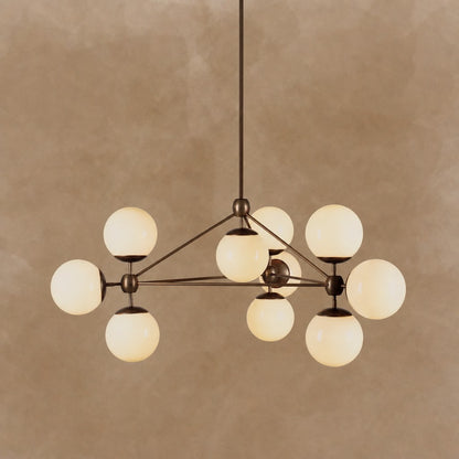 Modo 3-Sided 10-Globe Glass Chandelier 37"