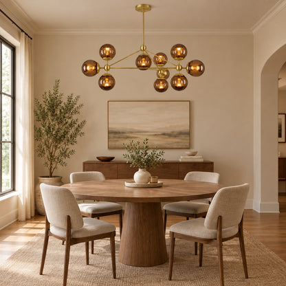Modo 3-Sided 10-Globe Glass Chandelier 37"