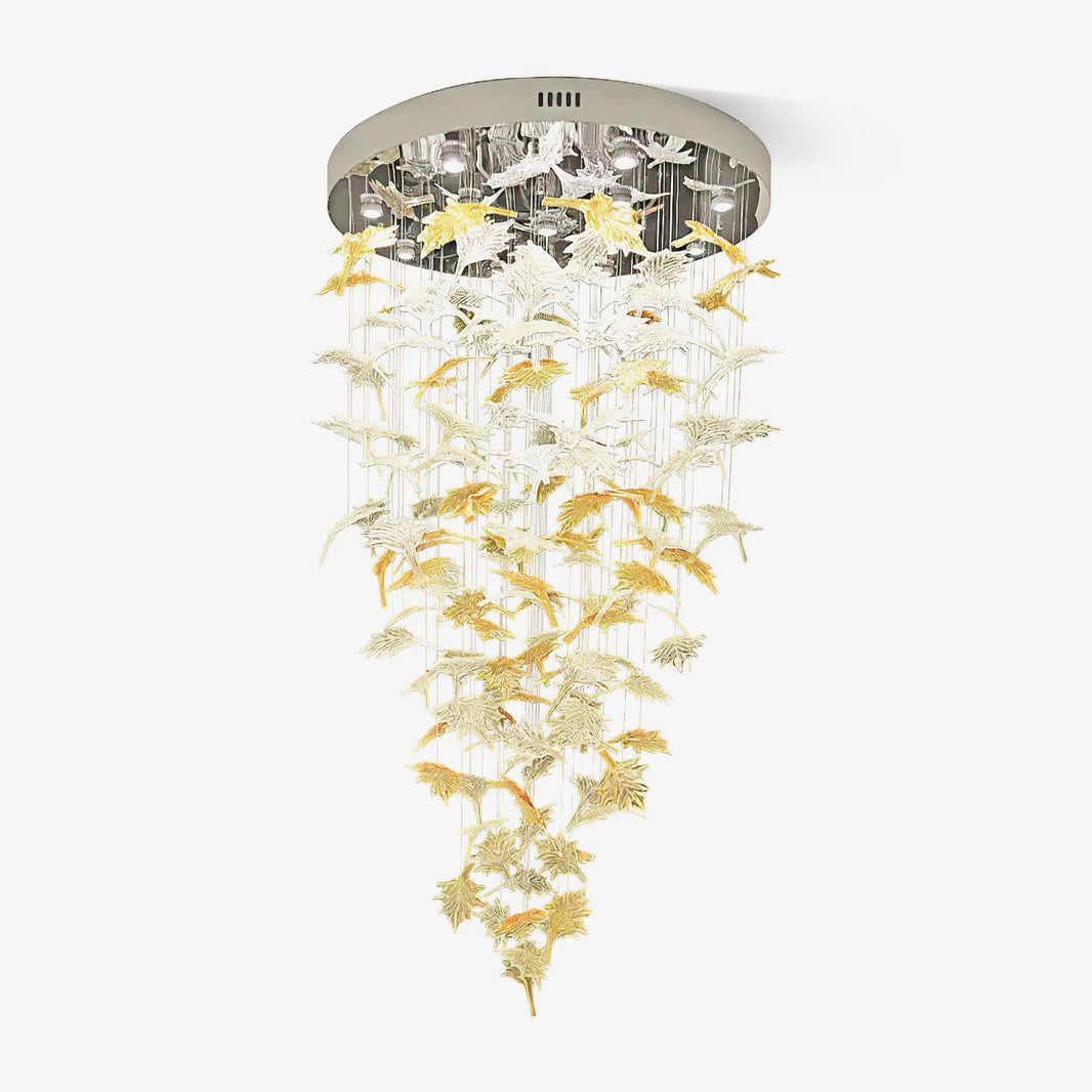 Multicolor Crystal Spiral Maple Leaf Chandelier