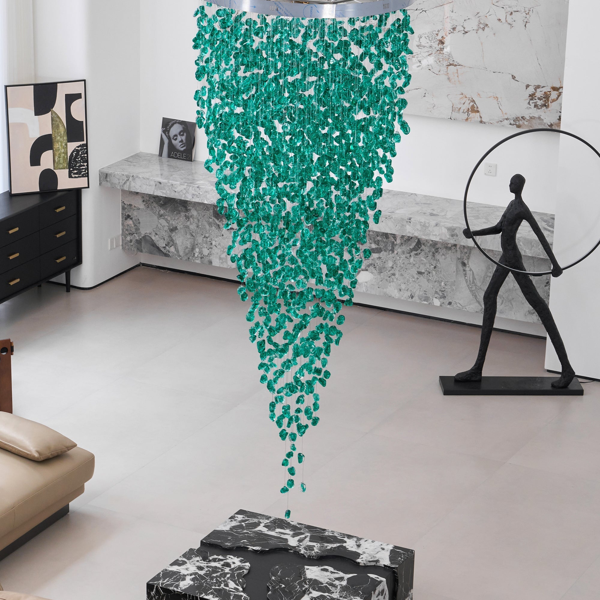 Crystal Stone Crystal Spiral Chandelier