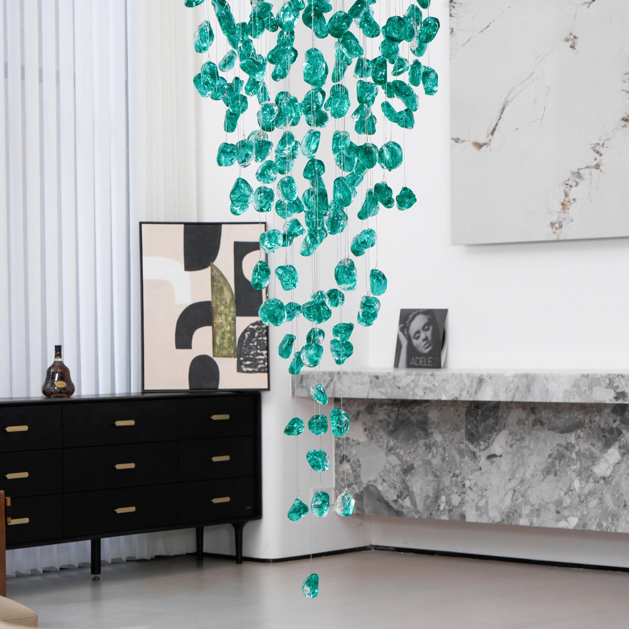 Crystal Stone Crystal Spiral Chandelier