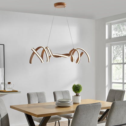 Munich LED Horizontal Chandelier Wood