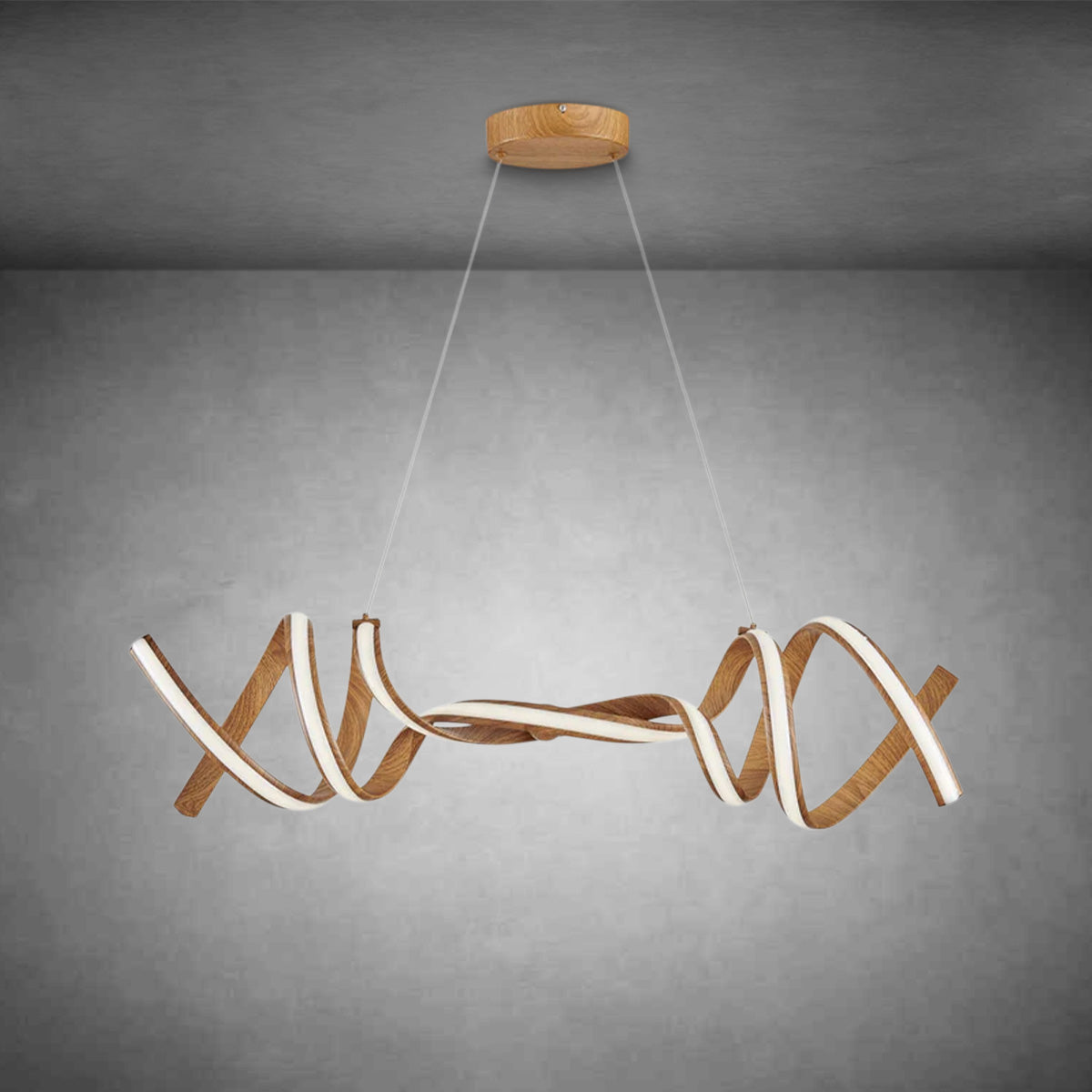 Munich LED Horizontal Chandelier Wood