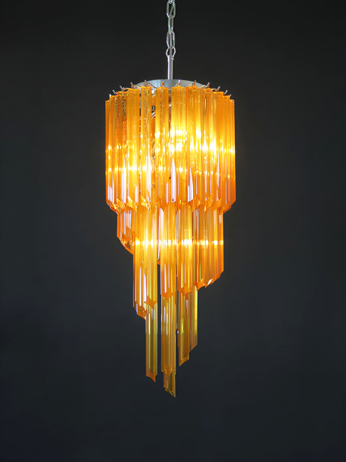 Spiral Prism Glass Chandelier 15.7"