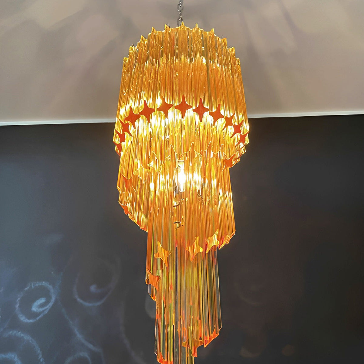 Spiral Prism Glass Chandelier 15.7"