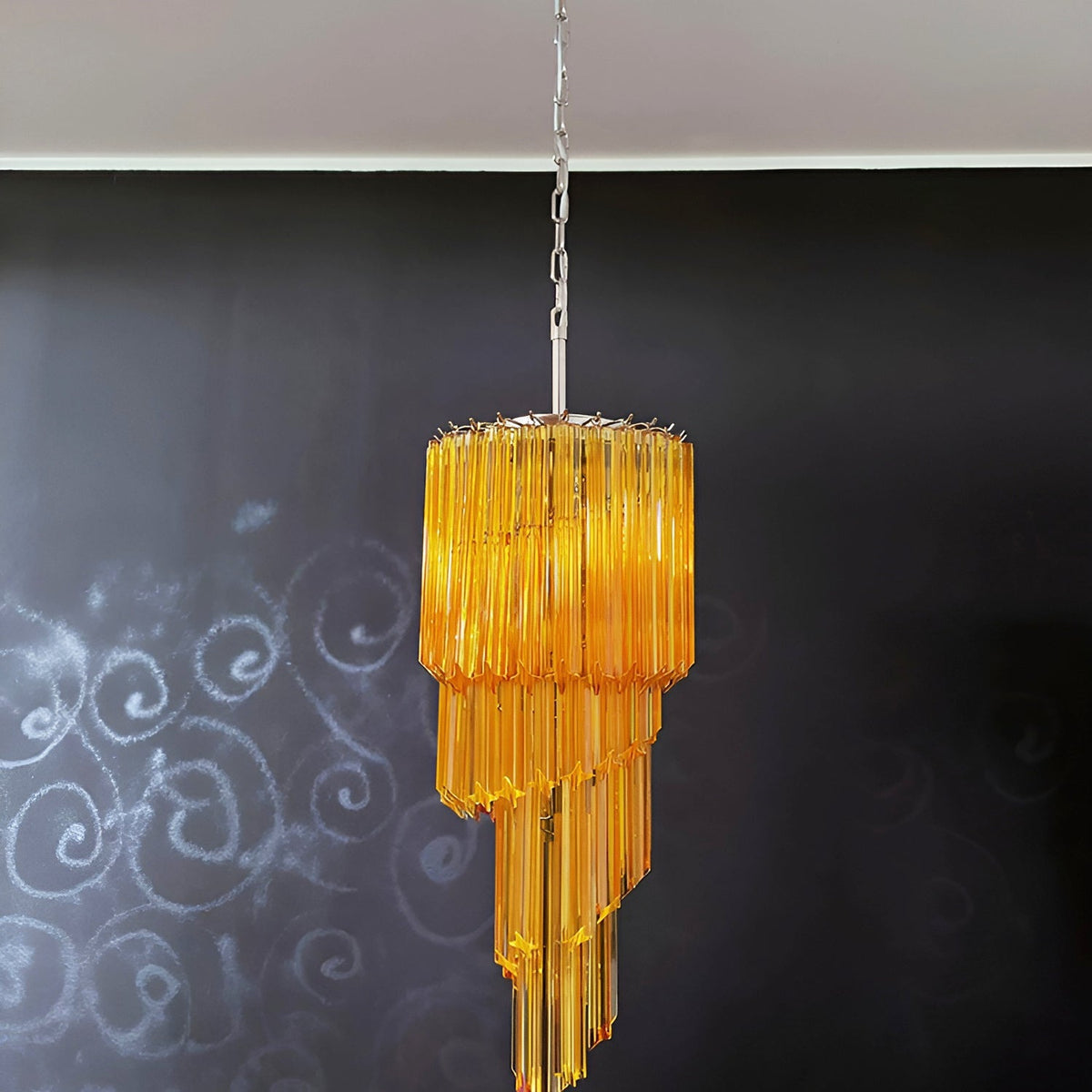 Spiral Prism Glass Chandelier 15.7"
