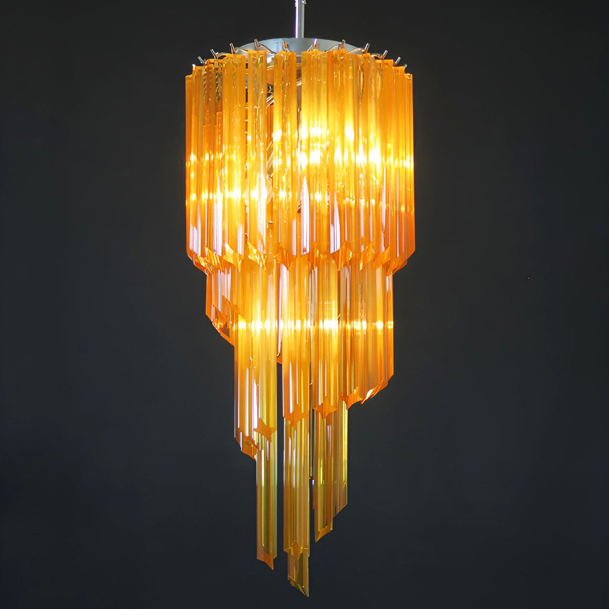 Spiral Prism Glass Chandelier 15.7"