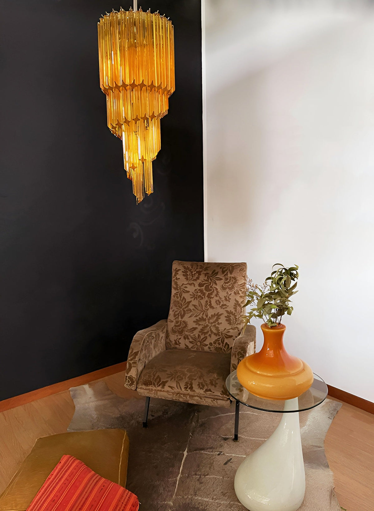 Spiral Prism Glass Chandelier 15.7"