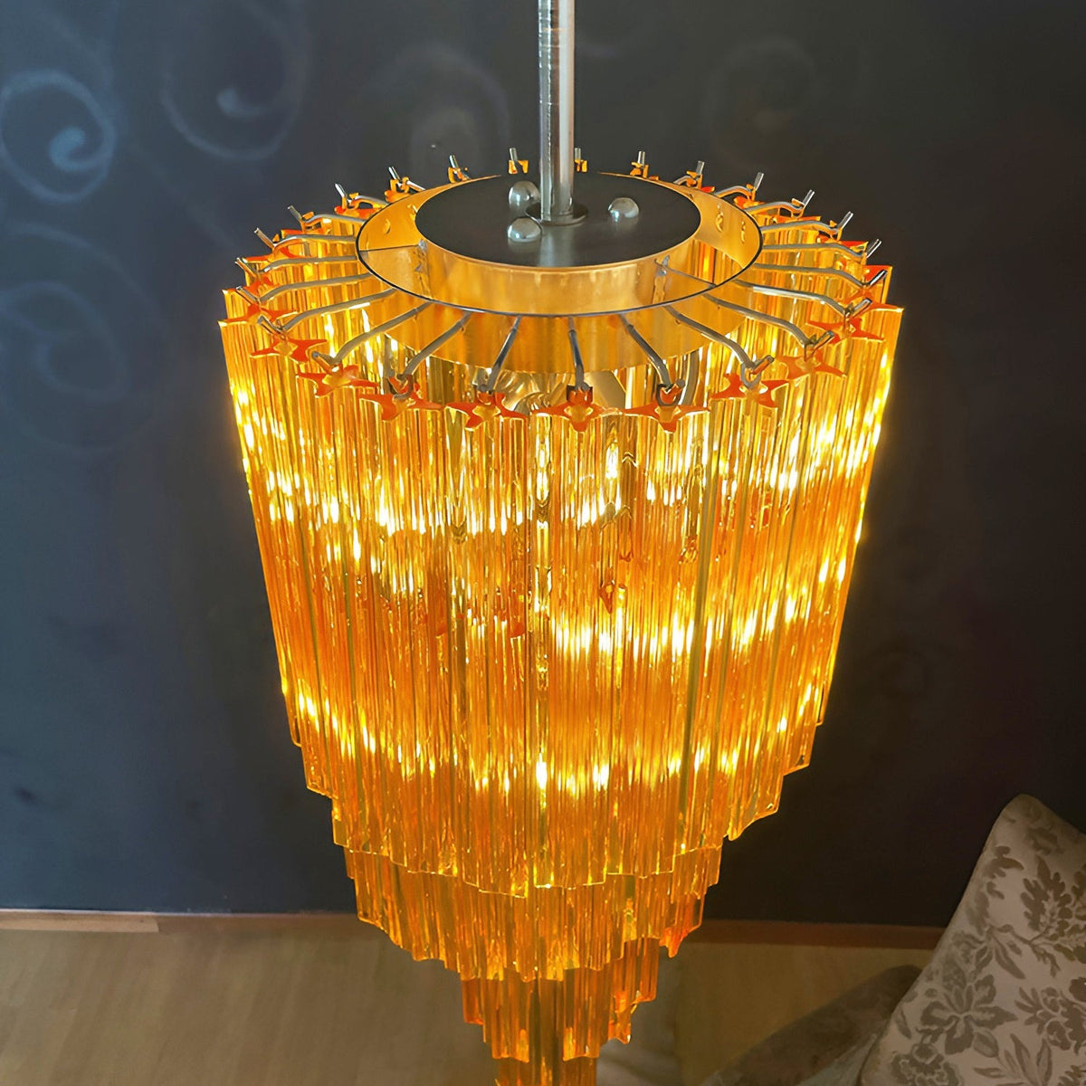 Spiral Prism Glass Chandelier 15.7"