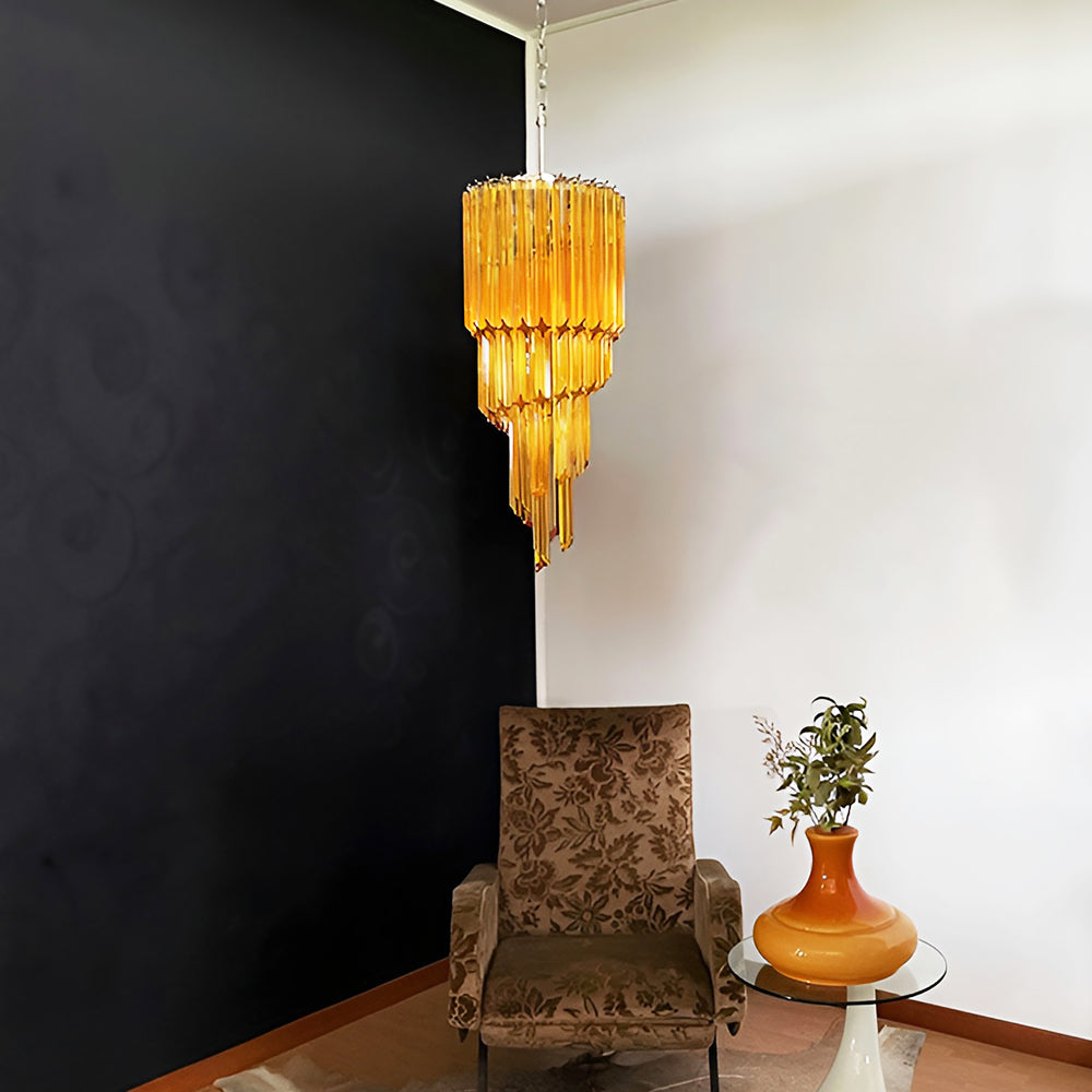 Spiral Prism Glass Chandelier 15.7"