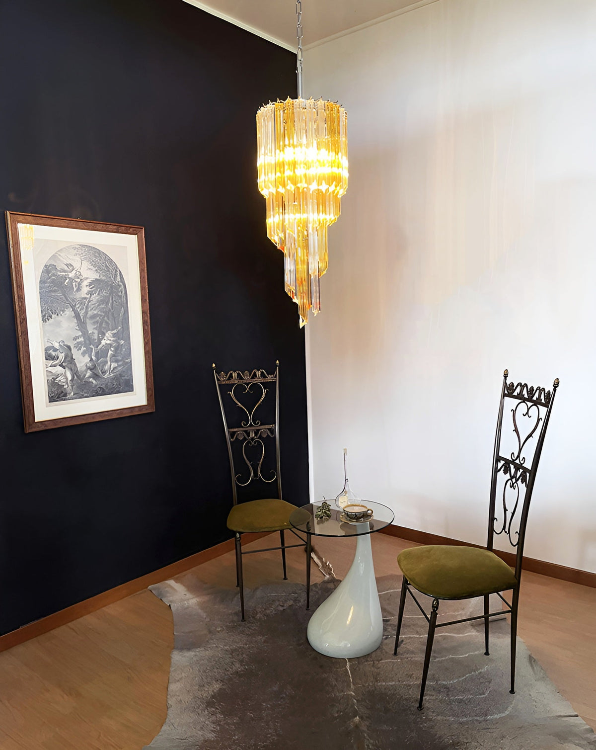 Spiral Prism Glass Chandelier 15.7"