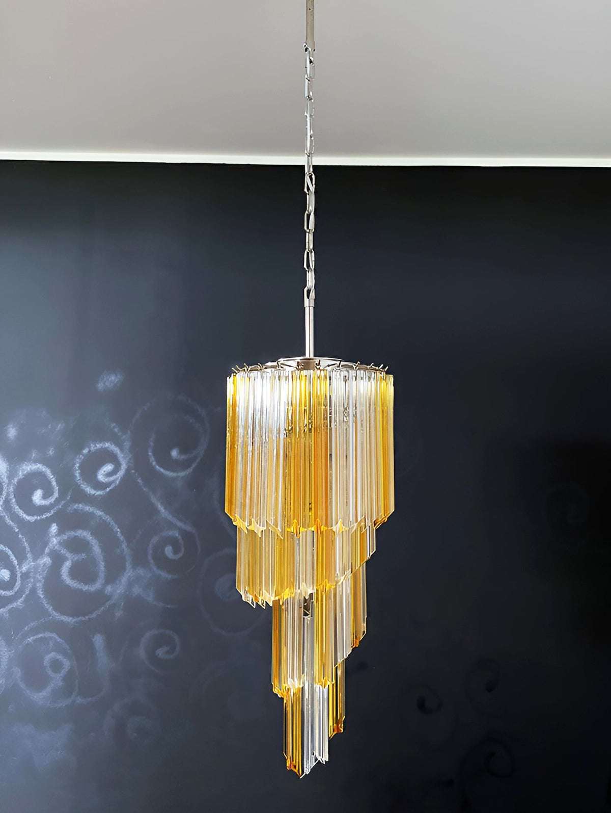 Spiral Prism Glass Chandelier 15.7"
