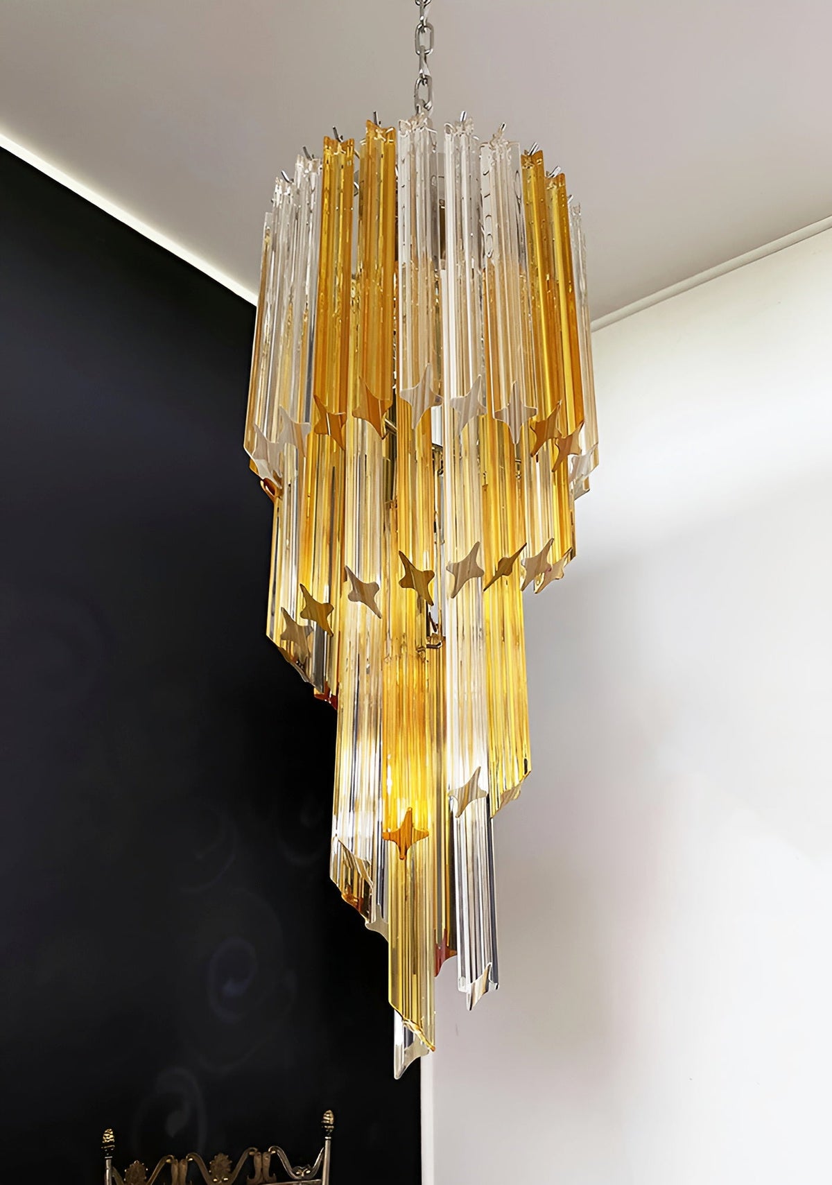 Spiral Prism Glass Chandelier 15.7"