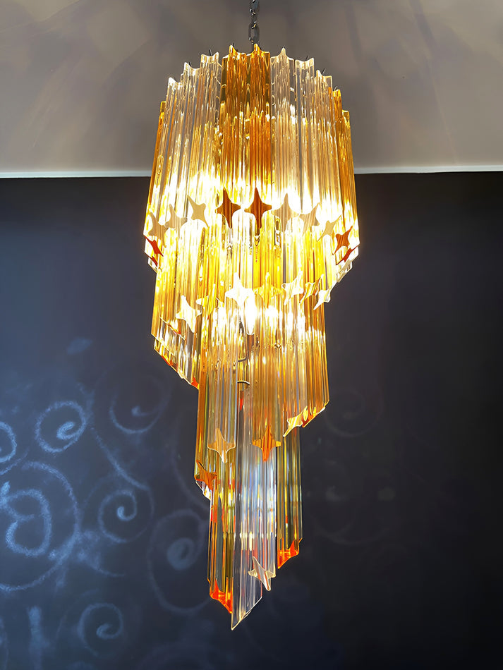 Spiral Prism Glass Chandelier 15.7"