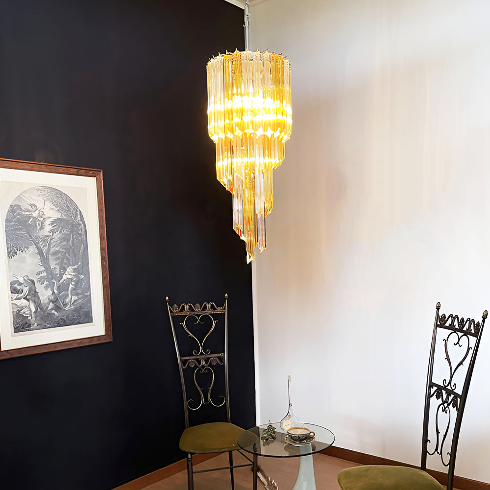 Spiral Prism Glass Chandelier 15.7"