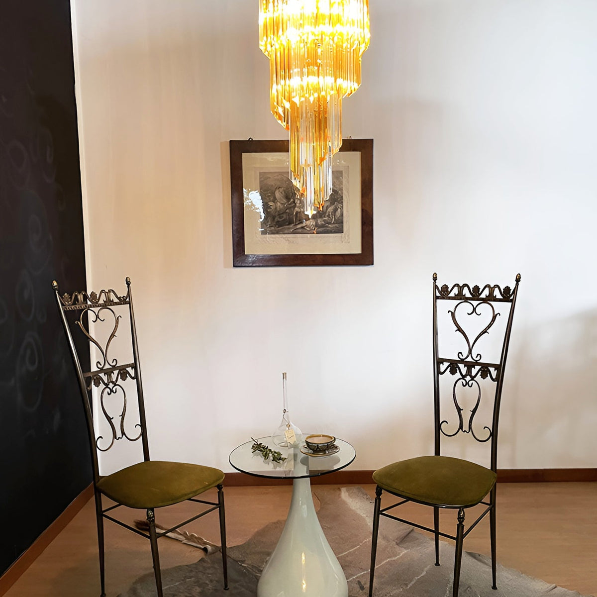 Spiral Prism Glass Chandelier 15.7"
