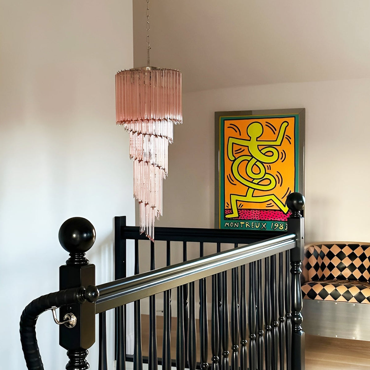 Spiral Prism Glass Chandelier 15.7"