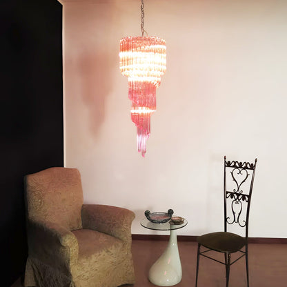 Spiral Prism Glass Chandelier 15.7"