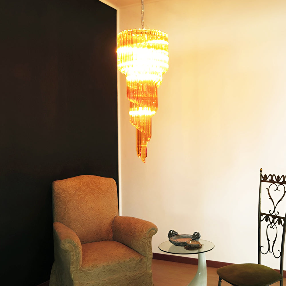 Spiral Prism Glass Chandelier 15.7"
