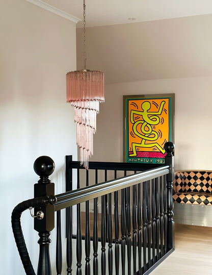 Spiral Prism Glass Chandelier 15.7"