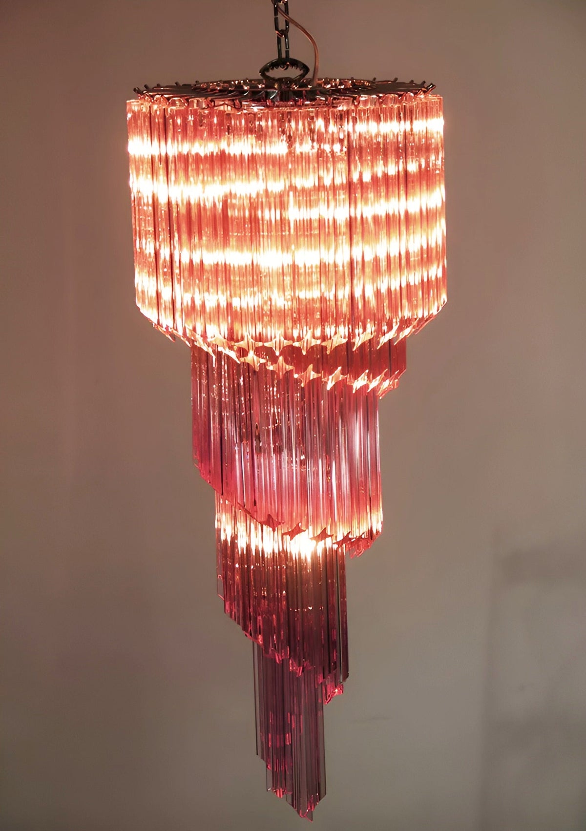 Spiral Prism Glass Chandelier 15.7"