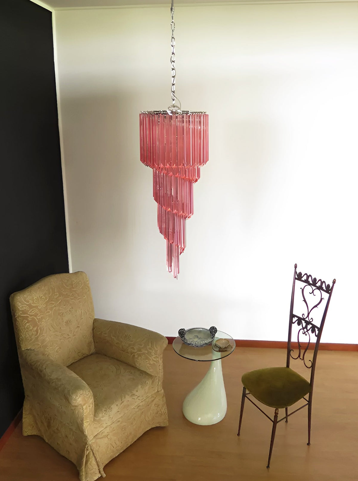 Spiral Prism Glass Chandelier 15.7"