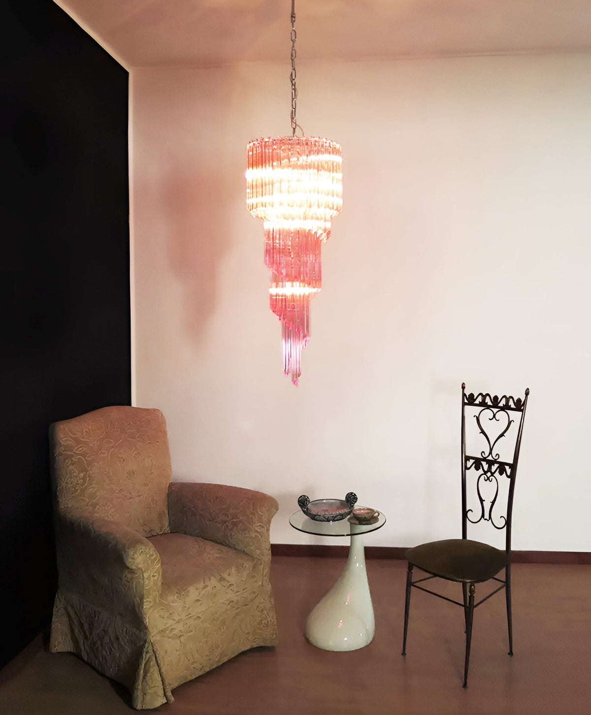 Spiral Prism Glass Chandelier 15.7"
