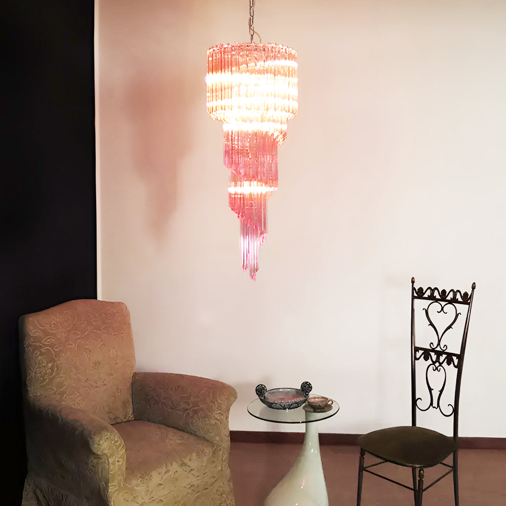 Spiral Prism Glass Chandelier 15.7"