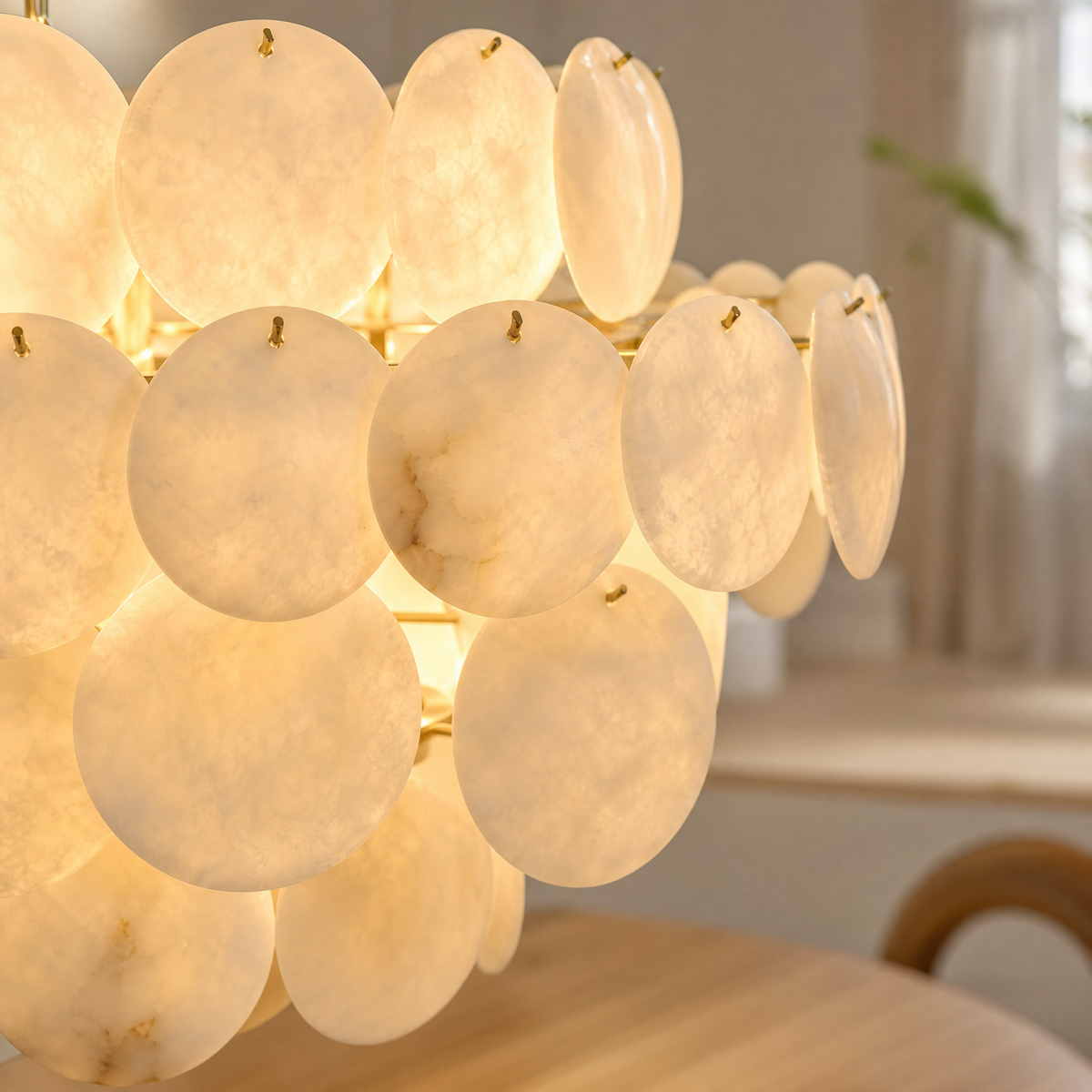 Natural Alabaster 31.5" Round Chandelier