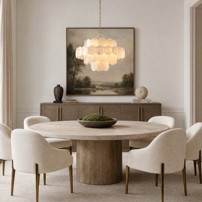Natural Alabaster 31.5" Round Chandelier
