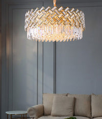 Post-modern Light Luxury Fence Crystal Chandelier Suit for Living/Dining Room