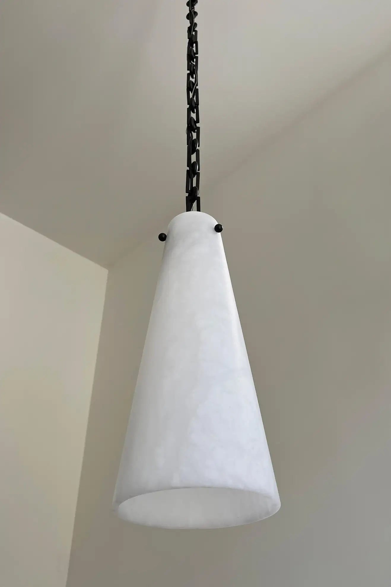 Contemporary Casey Chandelier in Alabaster, 7-Light Vintage Alabaster Pendant Cluster