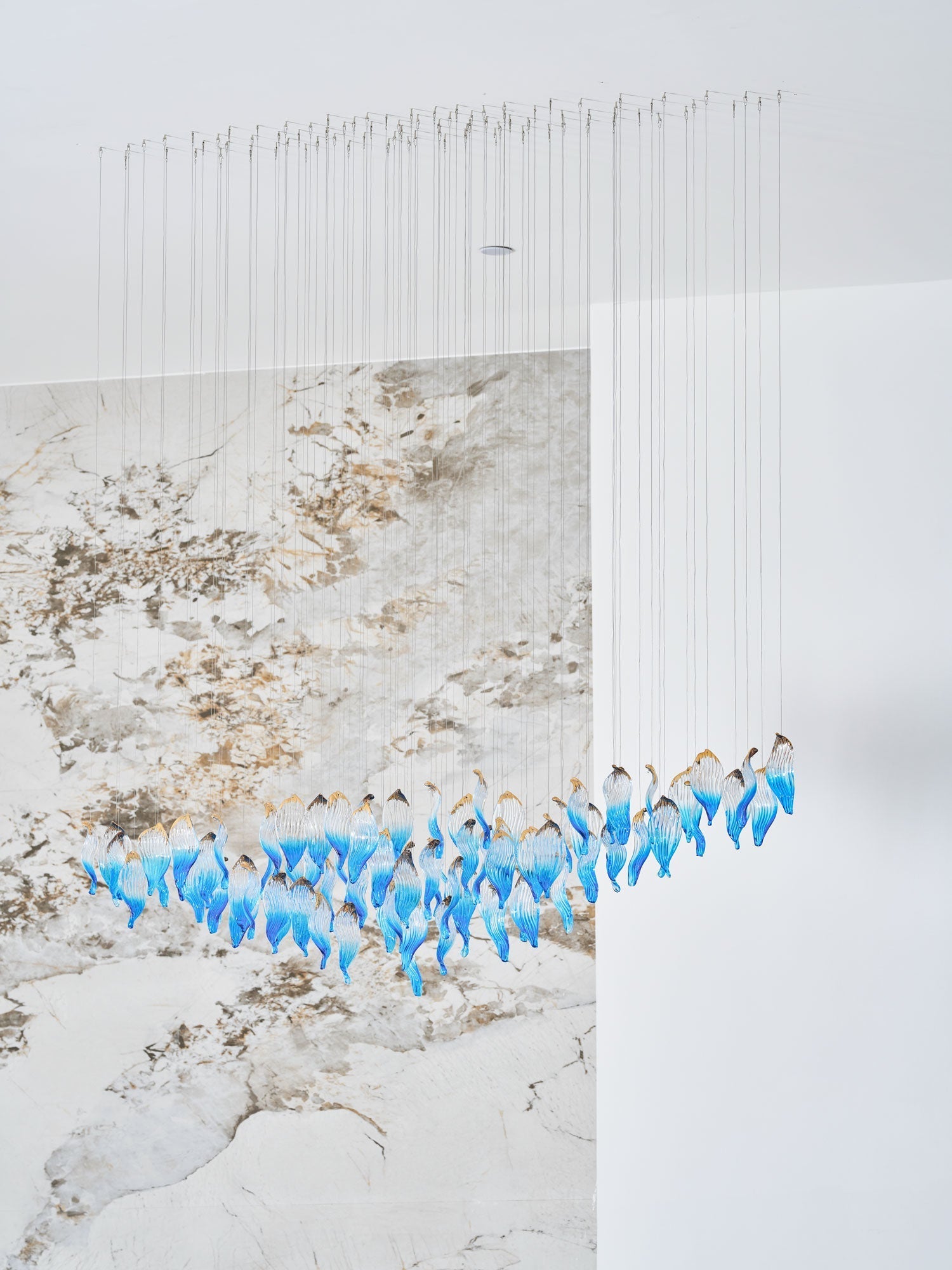 Galaxy Ocean Drift Blown Glass Crystal Spiral Chandelier