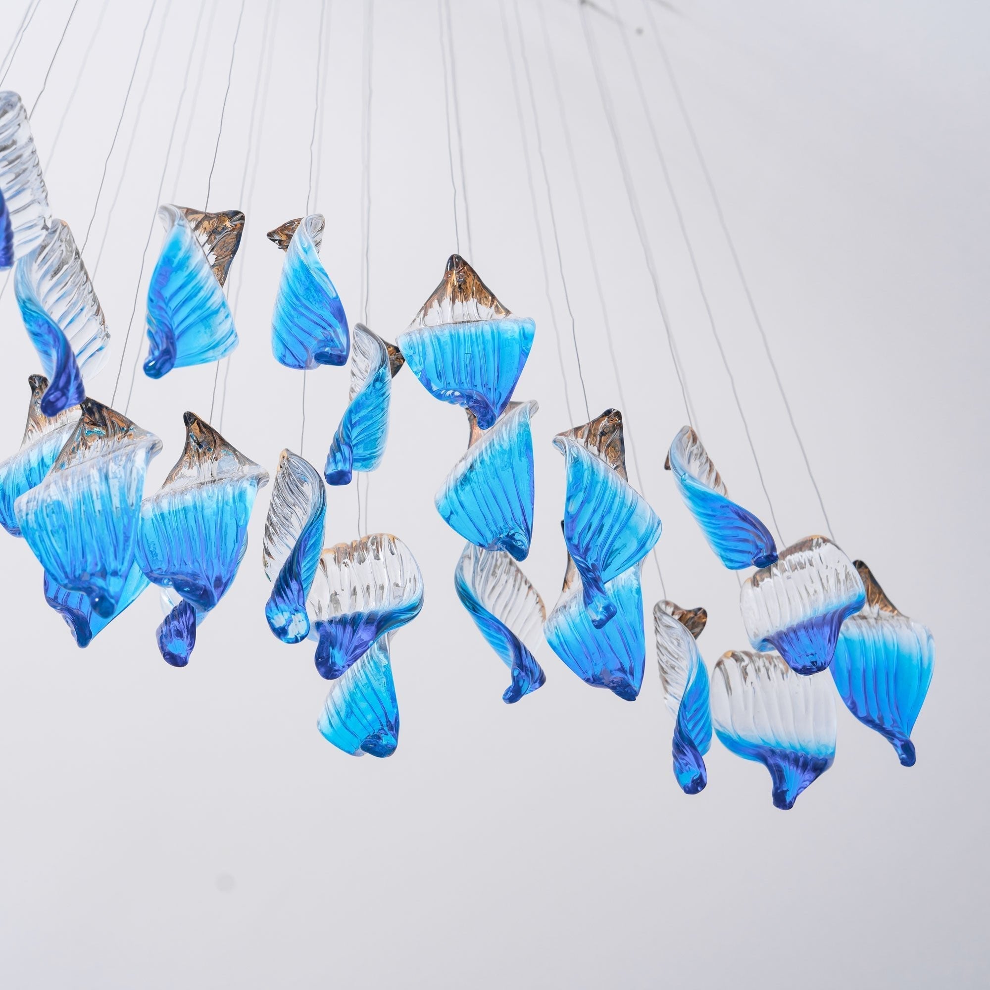 Galaxy Ocean Drift Blown Glass Crystal Spiral Chandelier