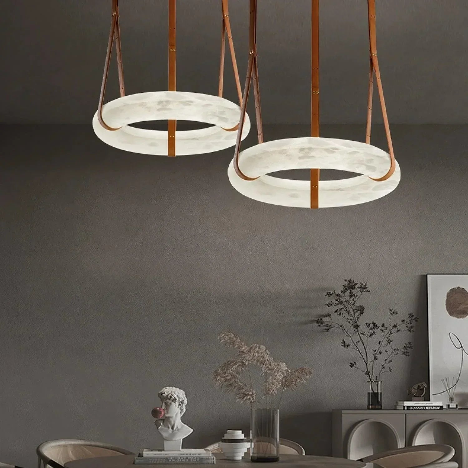 Modern Round Alabaster Chandelier for Living Room/Bedroom