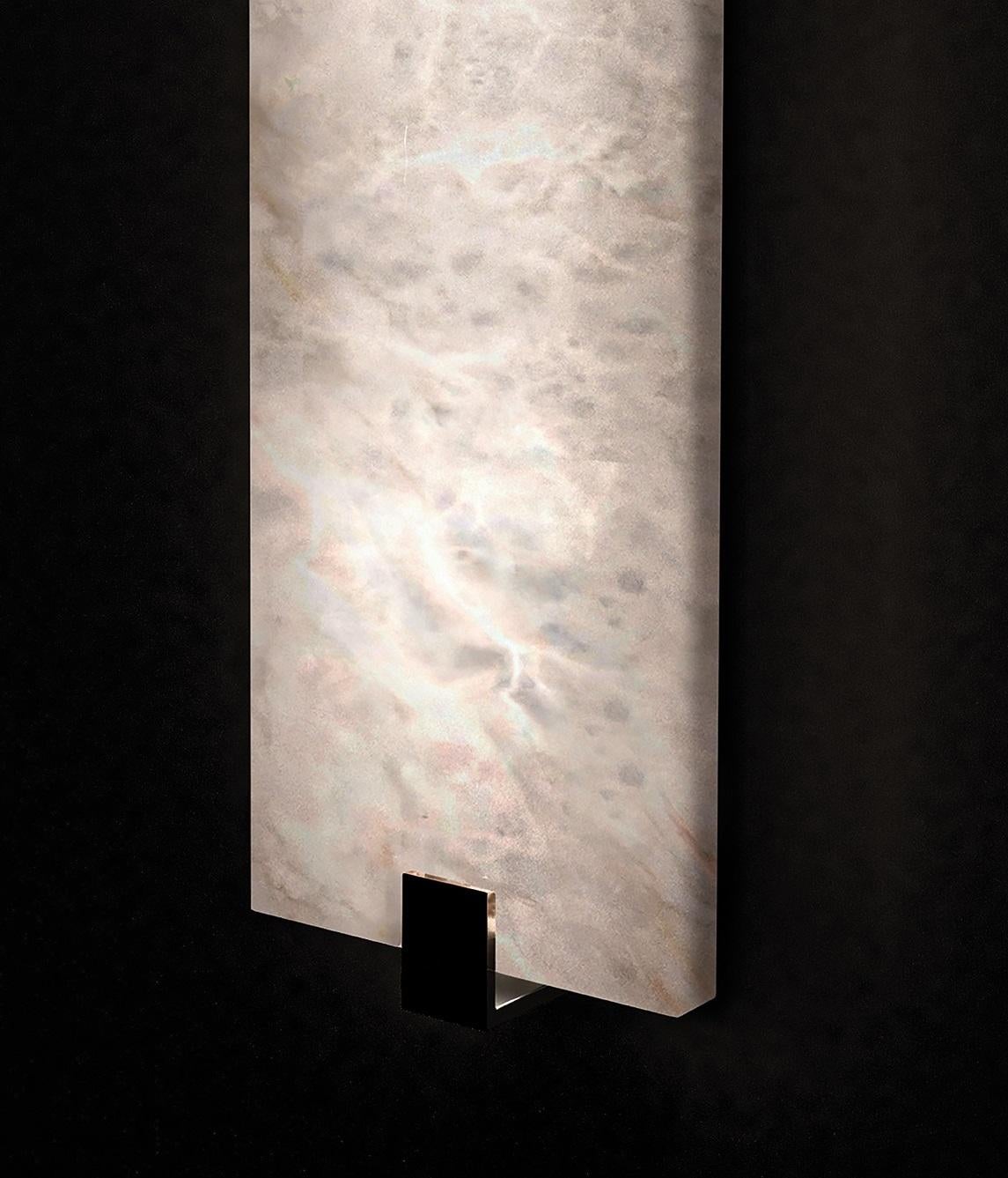 Alabaster Kairo Brass Wall Sconce with Warm White Glow