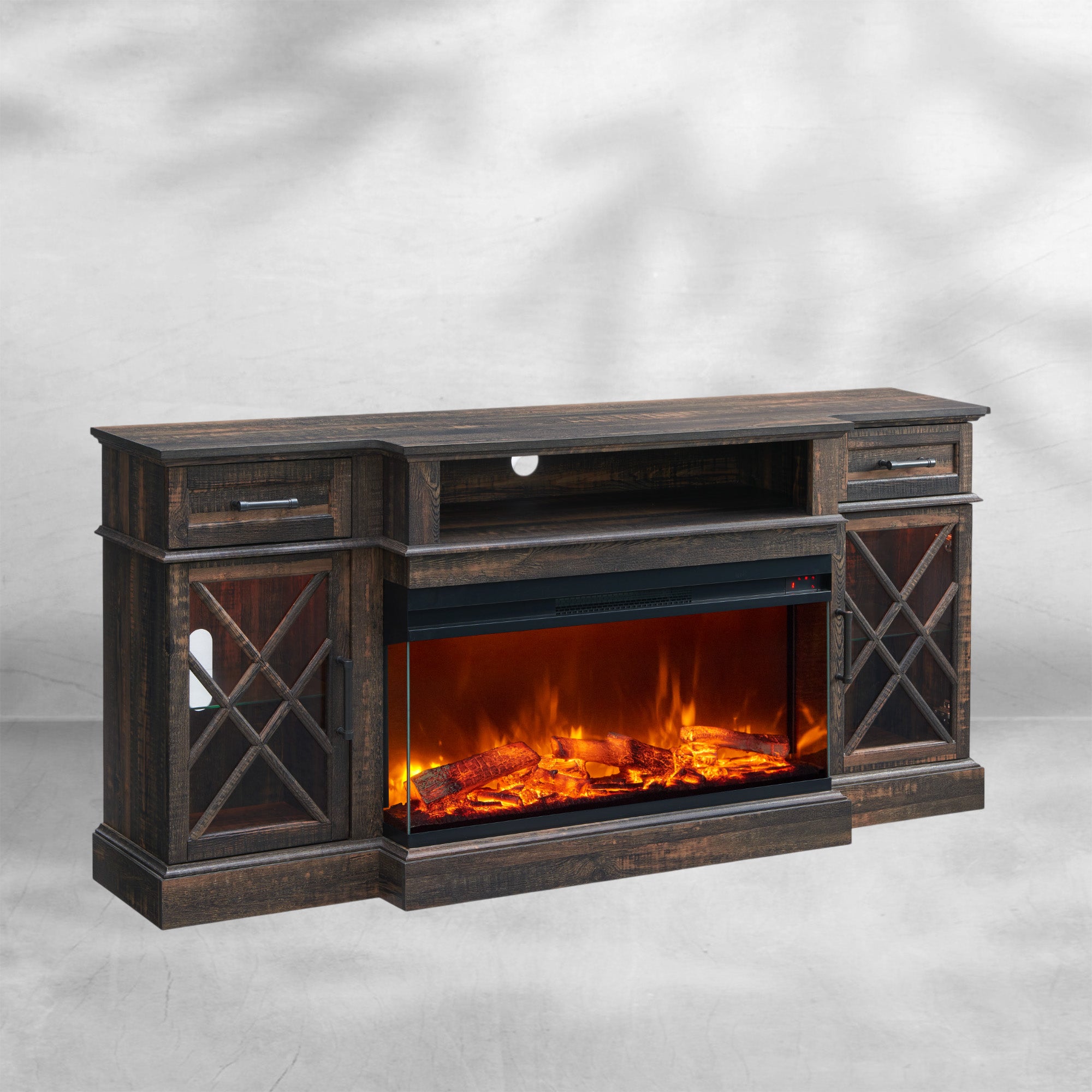 Farmhouse Fireplace TV Stand - 70 Inch Entertainment Center