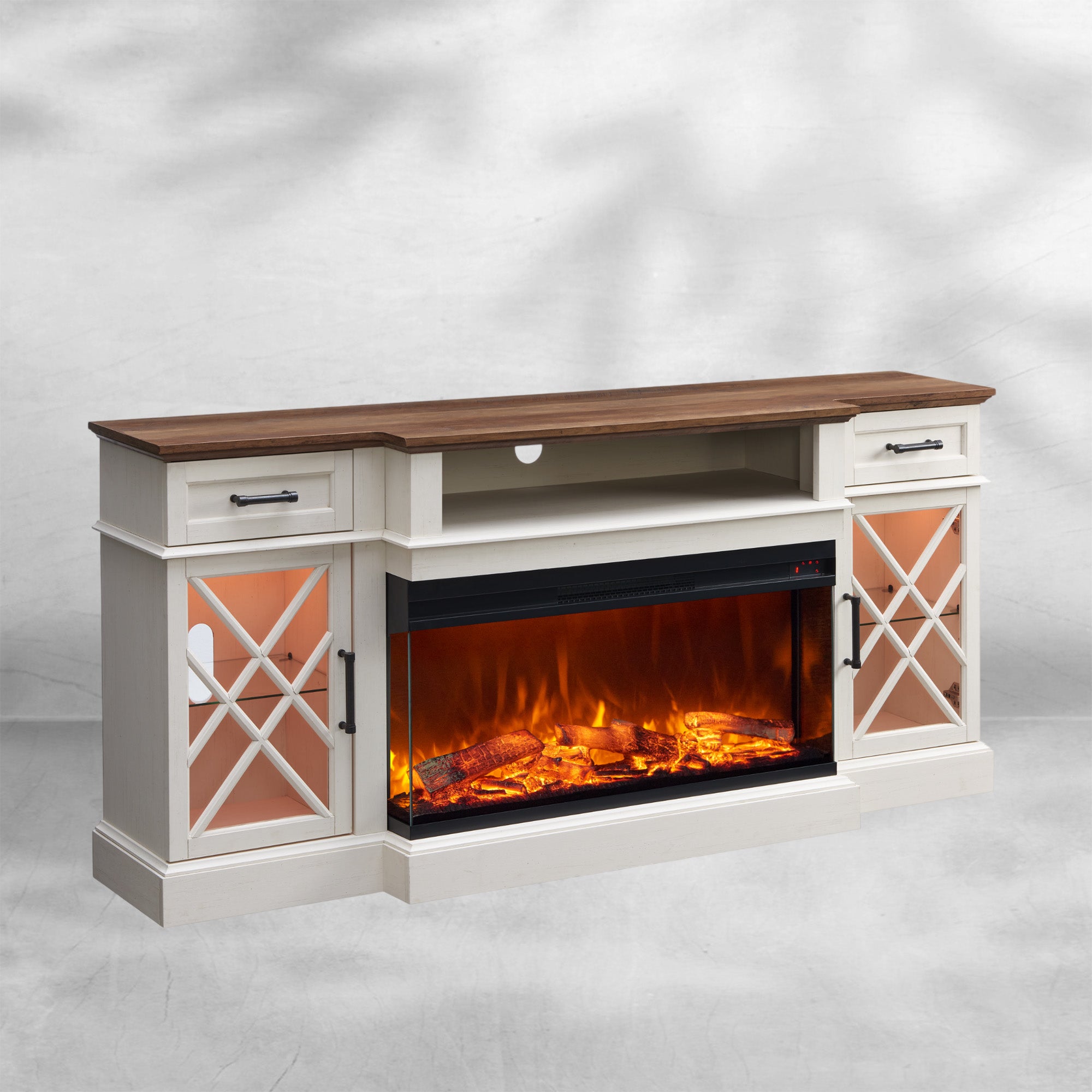 Farmhouse Fireplace TV Stand - 70 Inch Entertainment Center