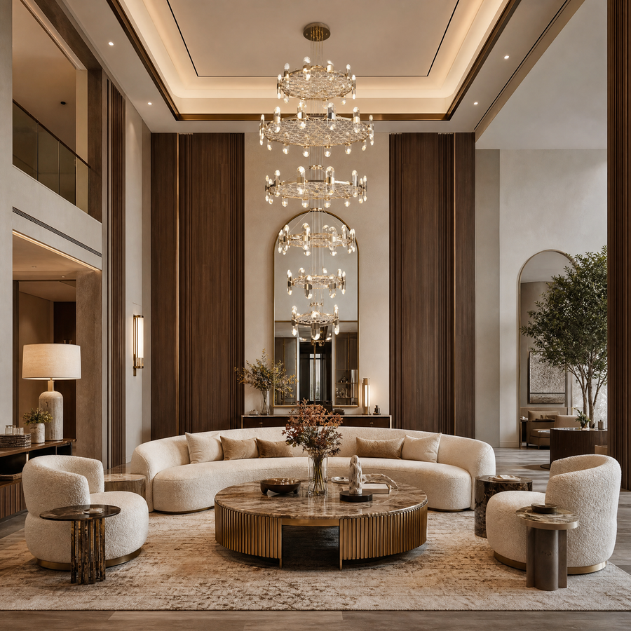 Pearl Net Modern Sculptural Ring Chandelier