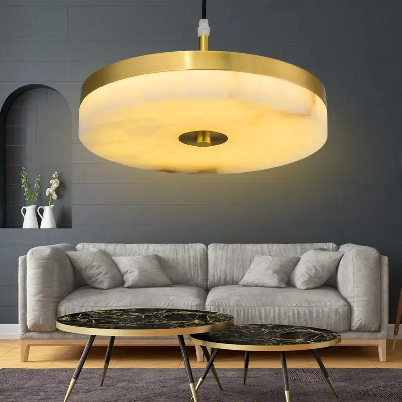 Alabaster Round Pendant Lights Living Room 11.81"D*1.97"H   Pendant [product_tags] Fabtiko